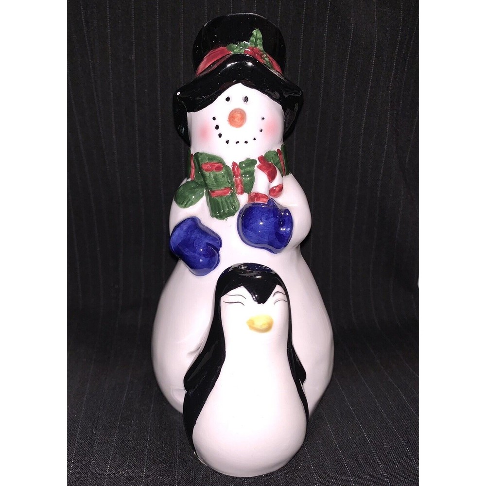 SNOWMAN PENGUIN SALT PEPPER SHAKERS Winter Christmas